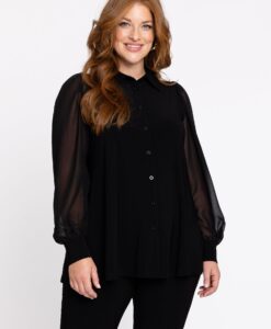 Yoek Blouse | Zwart | Maat 46/48