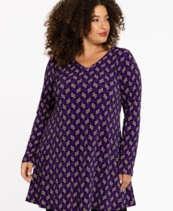 Yoek Tuniek wide bottom FOULARD | Paars | Maat 46/48