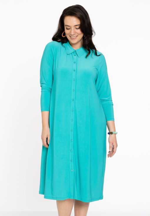 Yoek Blouse midi | Turquoise | Maat 38/40