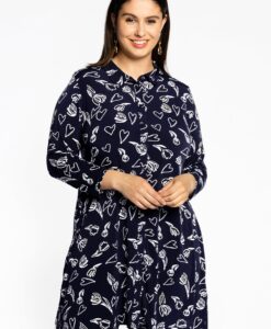 Yoek Blouse TULIP/HEART | Blauw | Maat 46/48