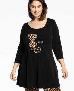 Yoek Tuniek met katten | Zwart | Maat 38/40