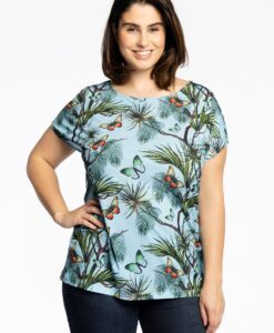 Yoek Shirt met kapmouwen PAPILLON | Blauw | Maat 38/40