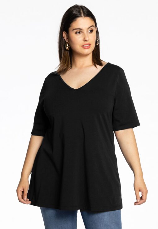 Yoek Tuniek V flare | Zwart | Maat 46/48