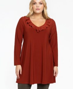 Yoek Tuniek wide bottom ruches | Bruin | Maat 38/40
