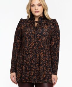 Yoek Tuniek flare grandad kraag IRIS | Zwart | Maat 42/44