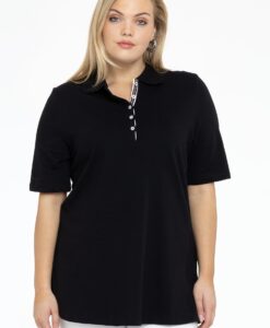 Yoek Polo-shirt flare | Zwart | Maat 54/56