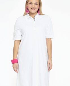 Yoek Polo-jurk | Wit | Maat 50/52