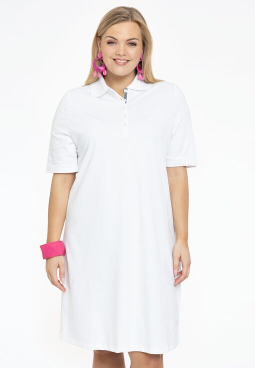 Yoek Polo-jurk | Wit | Maat 50/52