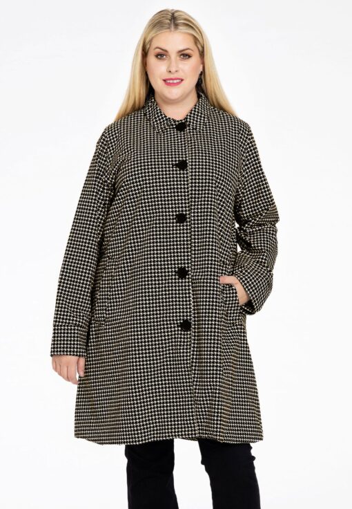 Yoek Regenjas PIED DE POULE | Zwart | Maat 44
