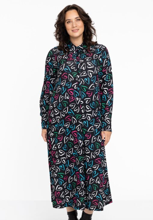 Yoek Blouse-jurk | Zwart | Maat 50/52