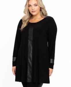 Yoek Tuniek wide bottom leer | Zwart | Maat 42/44