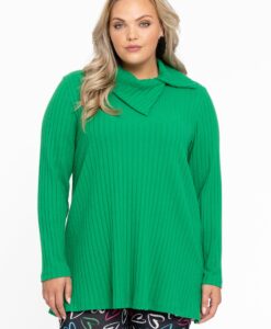 Yoek Tuniek met asymmetrische kraag | Groen | Maat 46/48