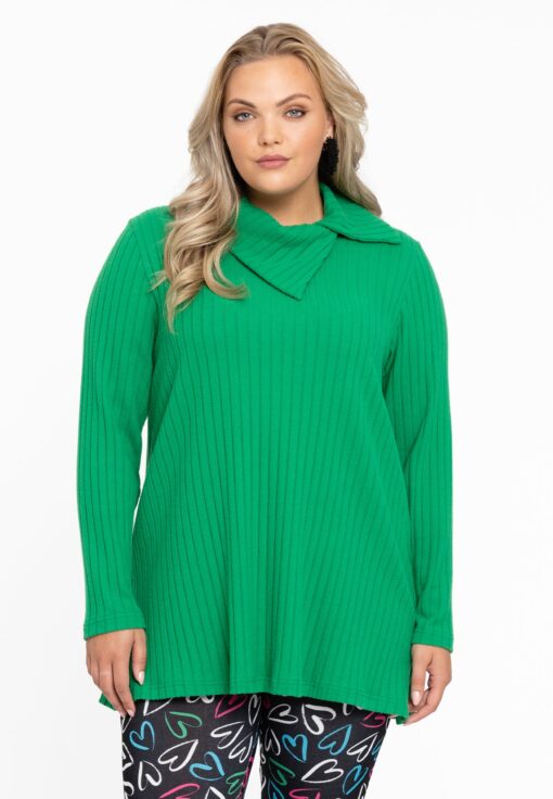 Yoek Tuniek met asymmetrische kraag | Groen | Maat 46/48