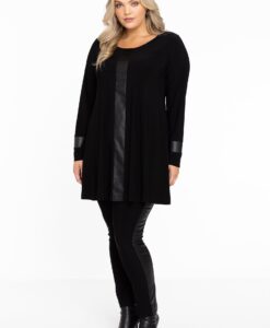 Yoek Xtra slim pantalon leren bies | Zwart | Maat 42/44