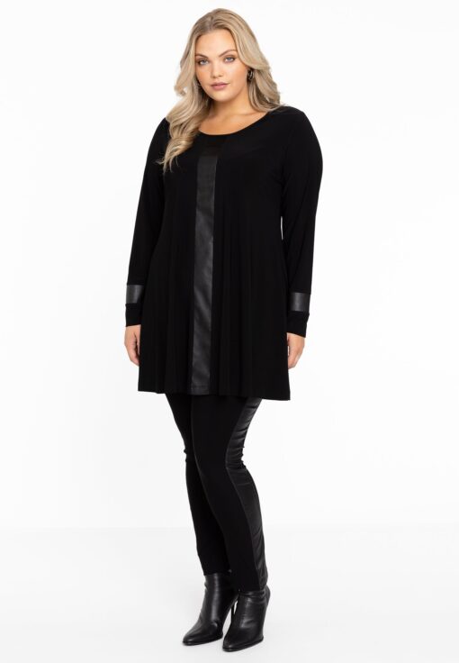 Yoek Xtra slim pantalon leren bies | Zwart | Maat 42/44
