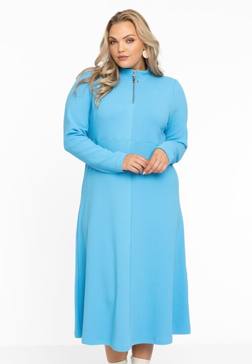 Yoek Jurk met opstaande kraag | Licht Blauw | Maat 54/56