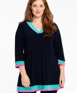 Yoek Tuniek flare colorblock | Blauw | Maat 38/40