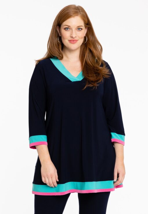 Yoek Tuniek flare colorblock | Blauw | Maat 38/40
