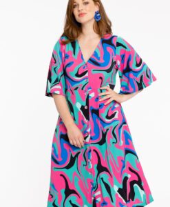 Yoek Jurk met cirkelmouw | Turquoise | Maat 46/48