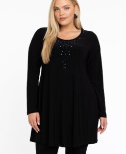 Yoek Tuniek wide bottom strass | Zwart | Maat 58/60