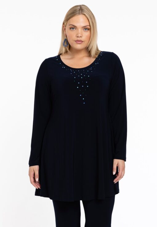 Yoek Tuniek wide bottom strass | Blauw | Maat 38/40