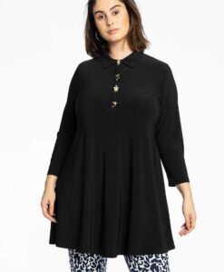 Yoek Tuniek wide bottom knopen | Zwart | Maat 38/40