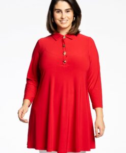 Yoek Tuniek wide bottom knopen | Rood | Maat 42/44
