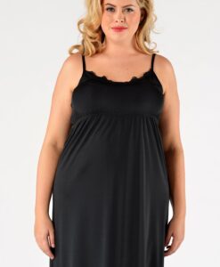 Yoek Onderjurk elastische taille met kant | Zwart | Maat 54/56
