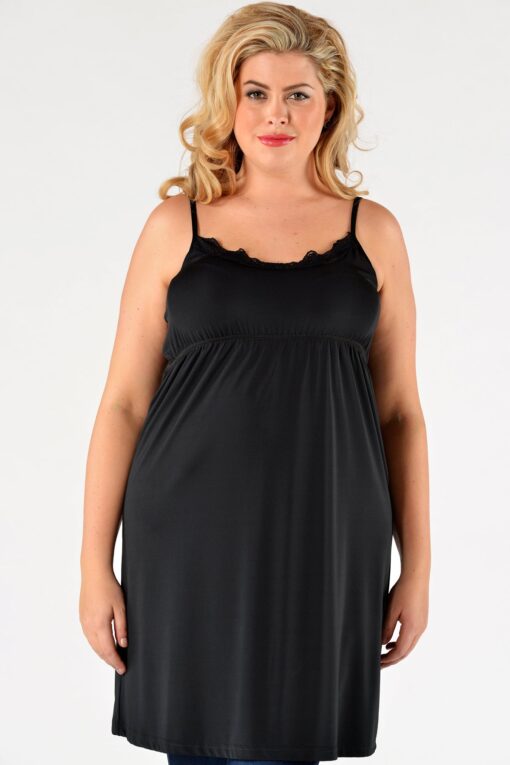 Yoek Onderjurk elastische taille met kant | Zwart | Maat 54/56