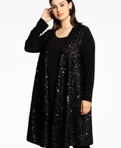 Yoek Vest SEQUINS | Zwart | Maat 38/40