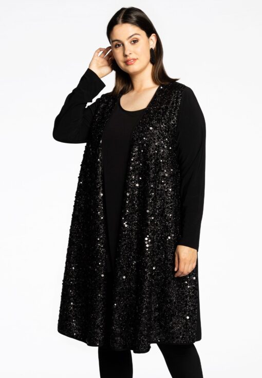 Yoek Vest SEQUINS | Zwart | Maat 38/40