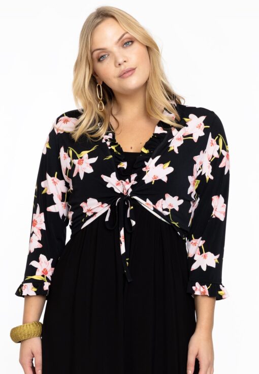 Yoek Bolero ruches HIBISCUS | Zwart | Maat 50/52