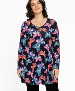 Yoek Tuniek wide bottom BUTTERFLIES | Zwart | Maat 54/56