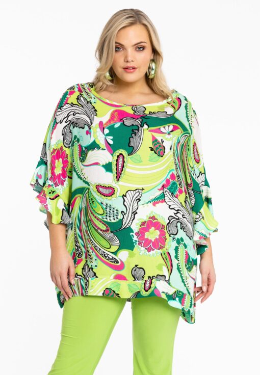 Yoek Tuniek vleermuismouw AMALFI | Groen | Maat 42/44