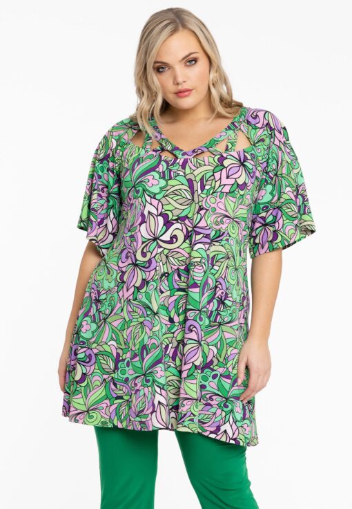 Yoek Tuniek met cut-out TIFFANY | Groen | Maat 38/40