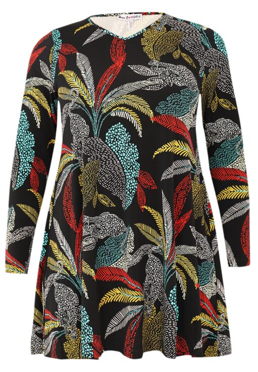 Yoek Tuniek wide bottom v-neck | Zwart | Maat 58/60