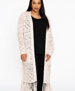 Yoek Vest lang gebreid | Licht Bruin | Maat 58/60