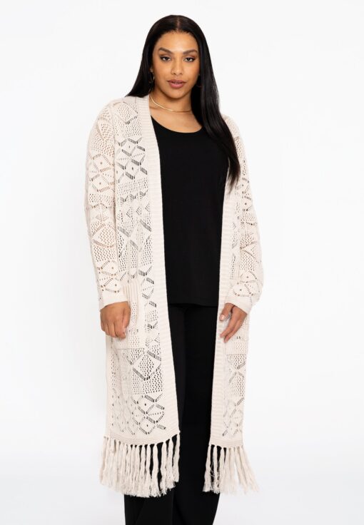 Yoek Vest lang gebreid | Licht Bruin | Maat 58/60
