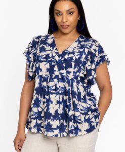 Yoek Tuniek met ruches TESSA | Blauw | Maat 42/44