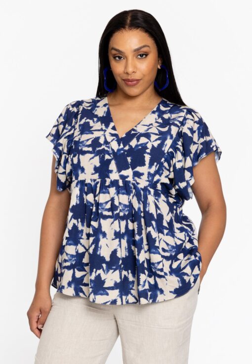 Yoek Tuniek met ruches TESSA | Blauw | Maat 42/44