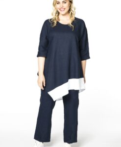 Yoek Lange broek linnen | Blauw | Maat 42/44
