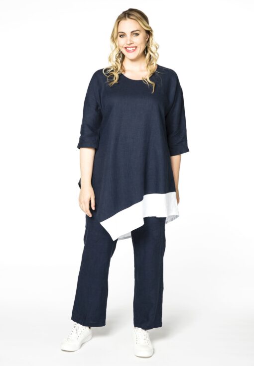 Yoek Lange broek linnen | Blauw | Maat 42/44