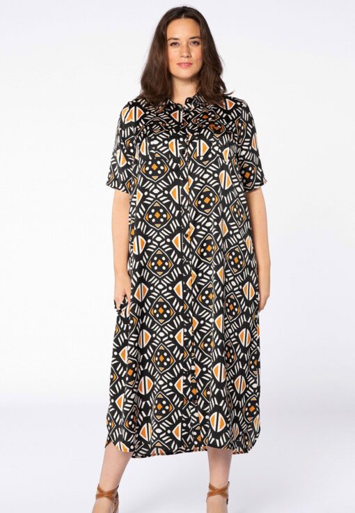 Yoek Lange blouse AFRICA | Wit | Maat 42/44