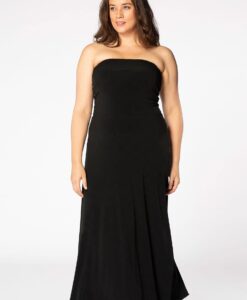 Yoek Strapless jurk | Zwart | Maat 54/56