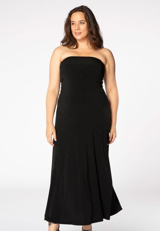 Yoek Strapless jurk | Zwart | Maat 54/56