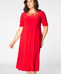 Yoek Jurk met bandjes | Rood | Maat 38/40