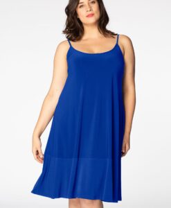 Yoek Dress spaghetti straps | Blauw | Maat 50/52