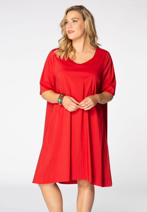 Yoek Jurk van stretch katoen | Rood | Maat 38/40