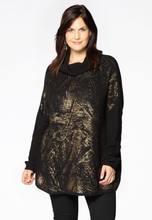 Yoek Pullover gold spray | Zwart | Maat 38/40