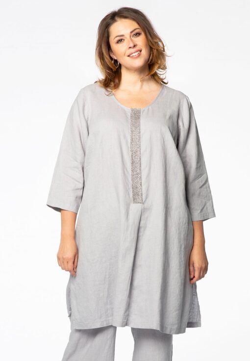 Yoek Tuniek beaded placket | Grijs | Maat 38/40